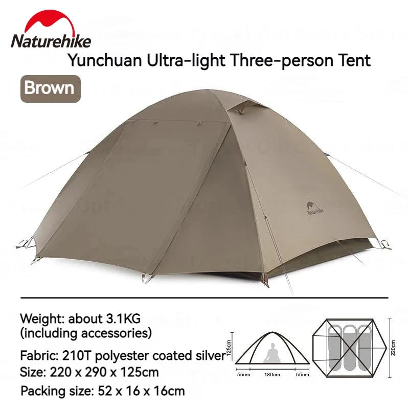 Naturehike UPF50+ Camping Ultralight Tent 2-3 People Three GlowCart