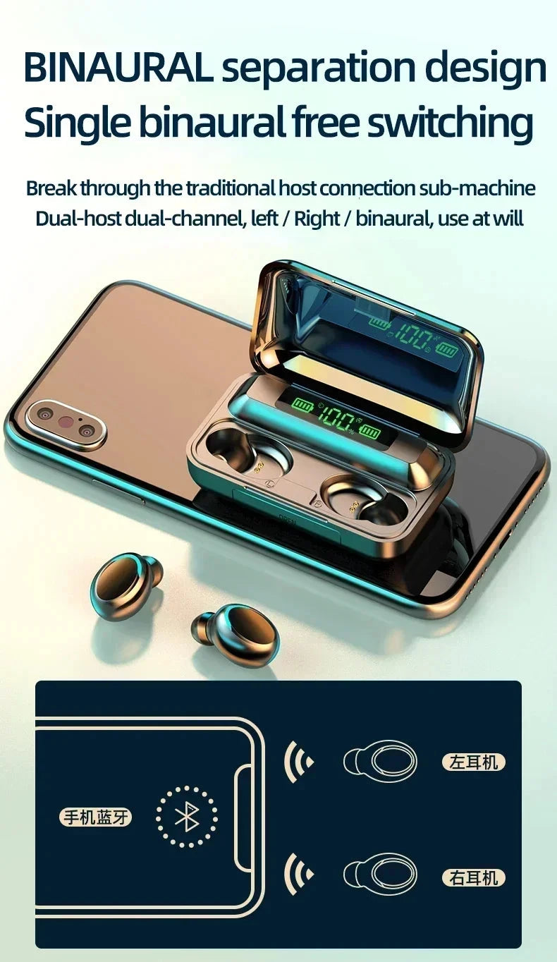 F9 Wireless Earphones Bluetooth Stereo Headphones Sport GlowCart