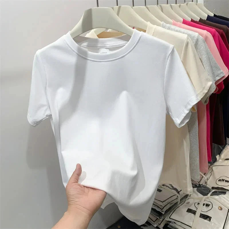 2025 Summer T Shirts For Women High Quality Solid Casual GlowCart