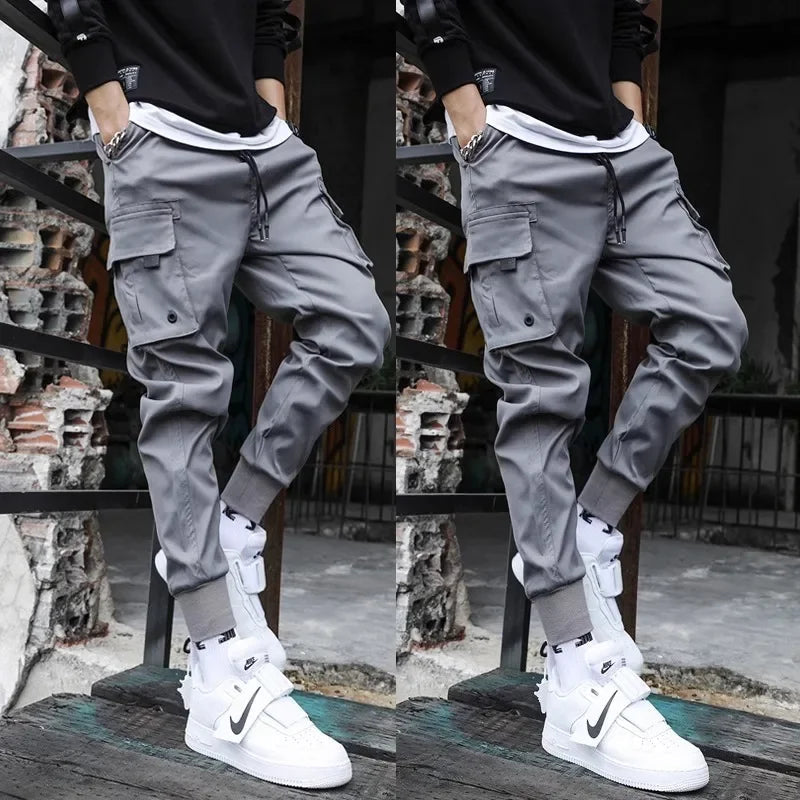 Running Classic Streetwear Casual Men Ribbons Harem Jogging Pants Male Slim Fit autumn Cargo Pants Multi-Pockets male Trousers GlowCart