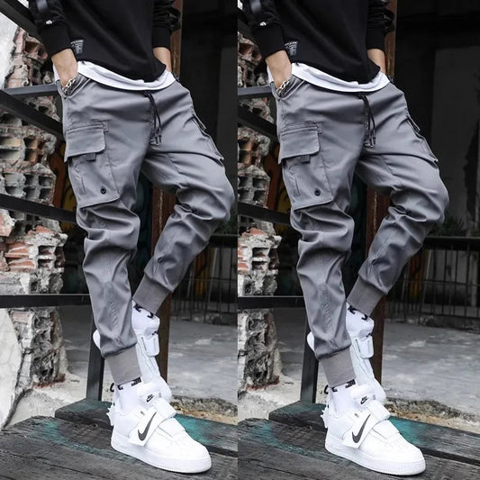 Running Classic Streetwear Casual Men Ribbons Harem Jogging Pants Male Slim Fit autumn Cargo Pants Multi-Pockets male Trousers GlowCart
