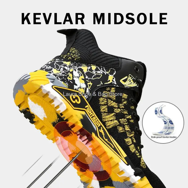 High Top Safety Shoes Men Steel Toe Work Shoes Men Women Work Safety Boots Anti Smash Safety Indestructible Work Boot Breathable GlowCart