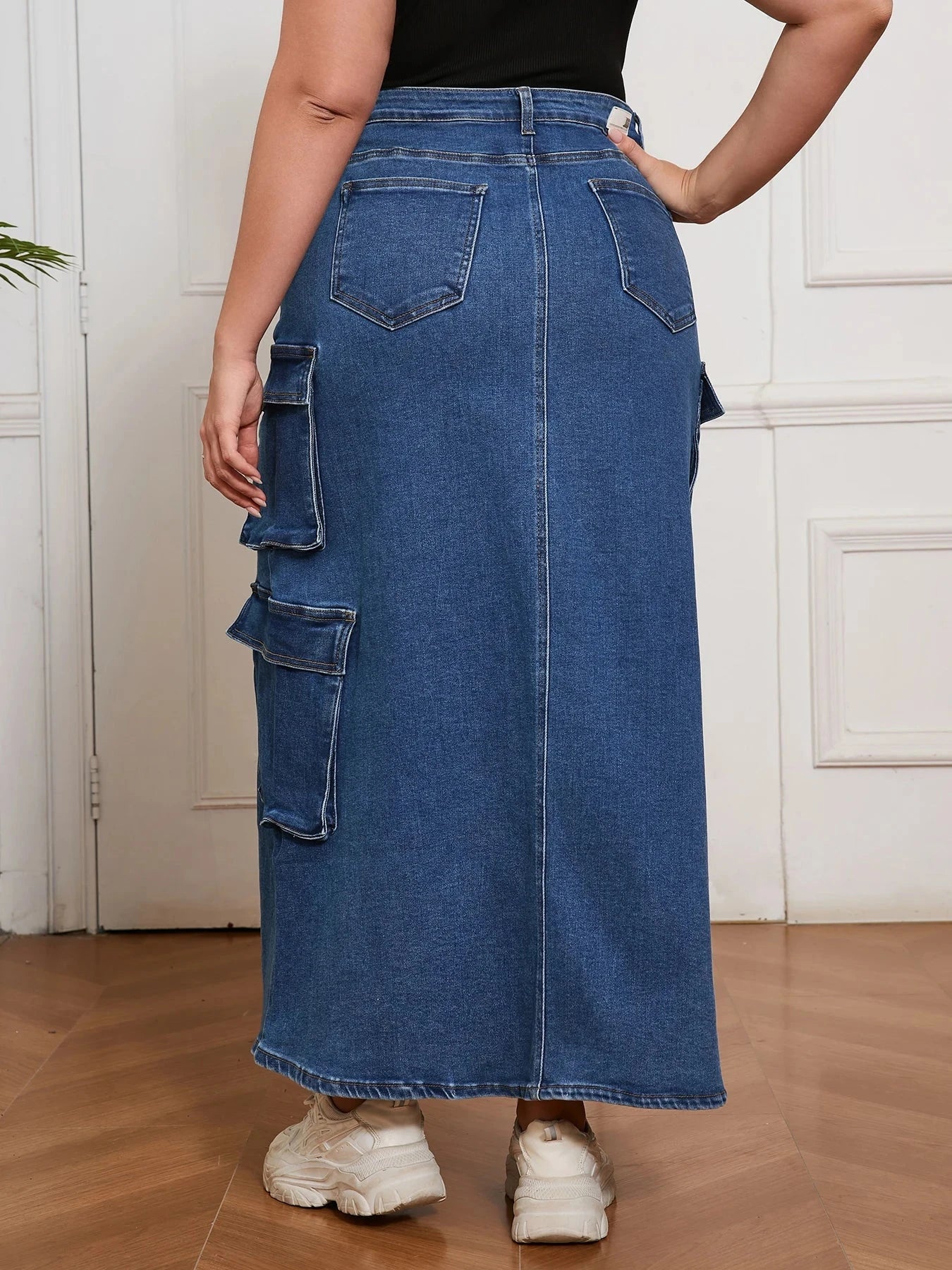 Women’s Denim Maxi Skirt Streetwear Style High Waist Front Slit Jean Pants Fashion Clothing for Everyday Looks GlowCart