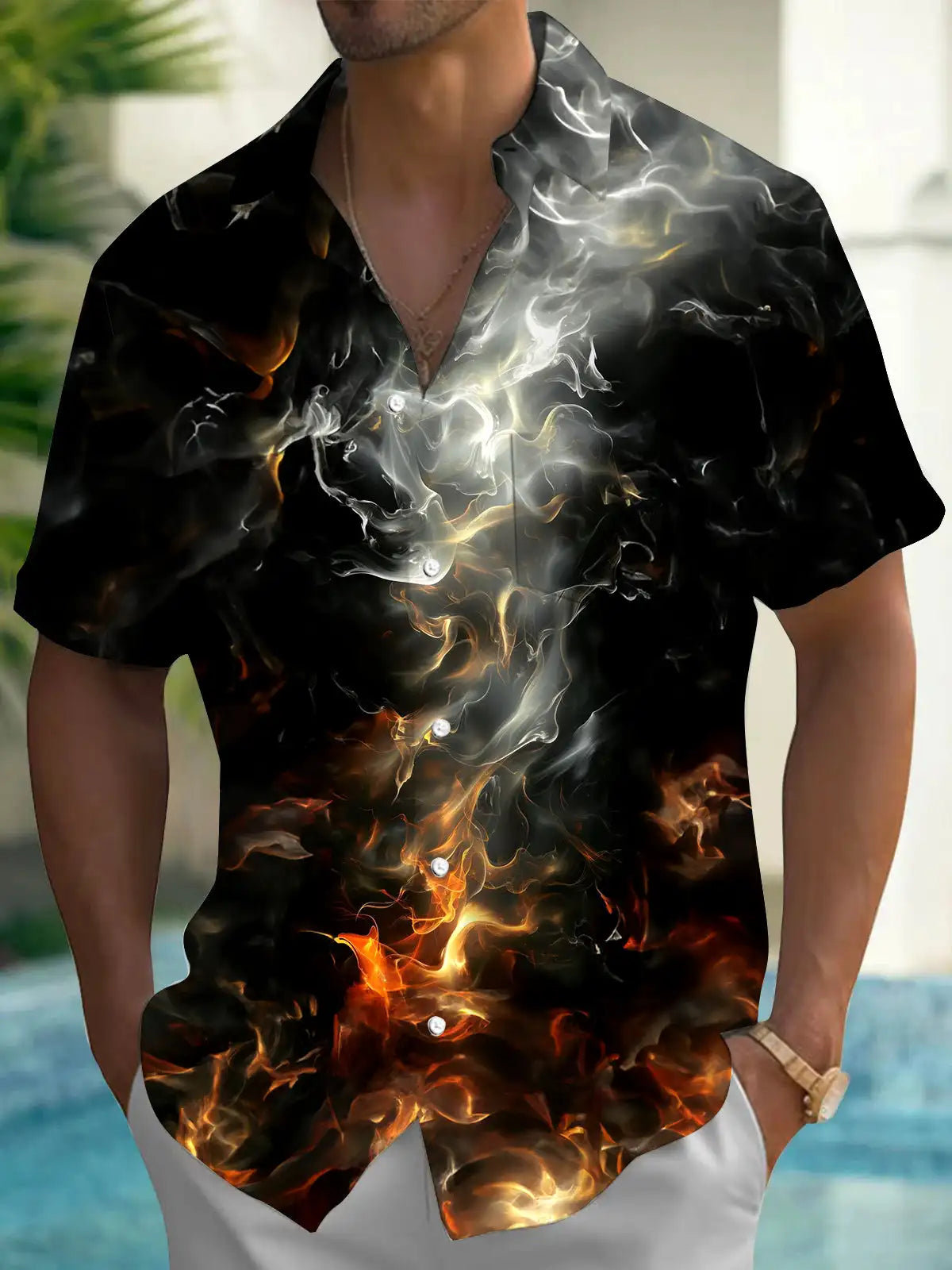 New Hawaii Spring/Summer Fashion Leisure Street Walk Tourist Beach Printed Full Open Short Sleeve Button Shirt, Quick Shipping GlowCart