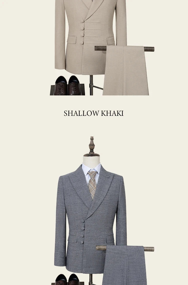 ST Cassy Elegant man suit for wedding peach Slim Fit Double GlowCart