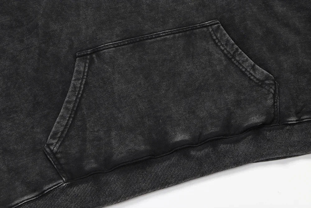 Gothic Vintage Washed Hoodies Teeth Funny Printed