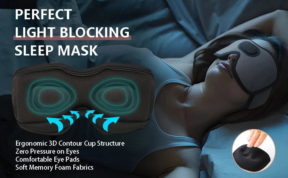 Bluetooth Eyemask, Wireless Bluetooth Headphones Sleep GlowCart