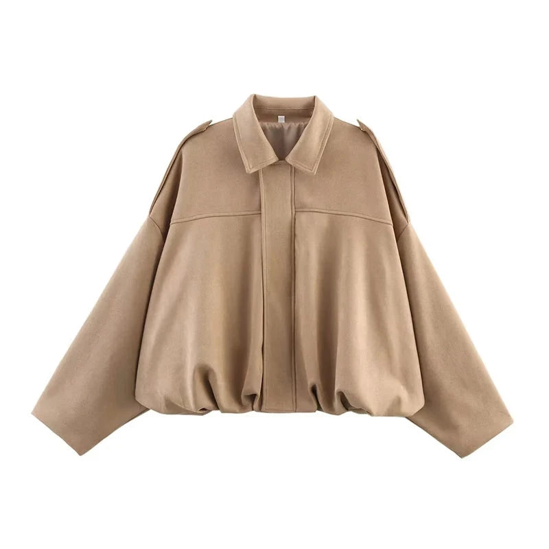 Women's Bomber Jackets Coats Fashion Turn-down Collar Long GlowCart