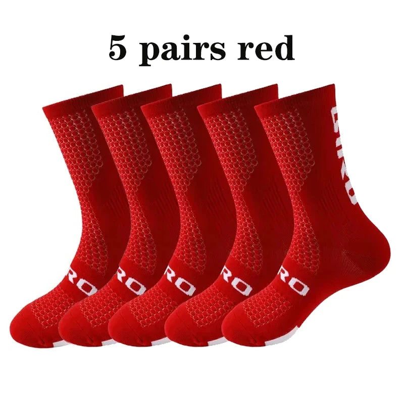 GIR0 5pairs 2026 New Cycling Socks Bike Nurse Compression Road Bike Running Mtb Knee-high White Sports Funny Brand Black GlowCart