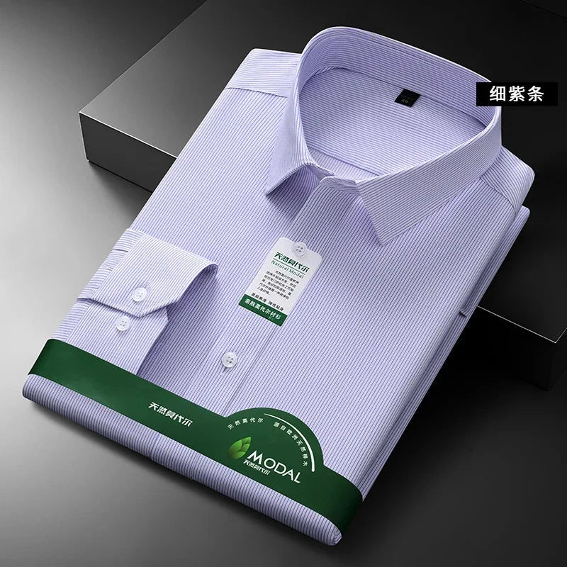 New Quality Anti-Wrinkle Men Shirt Long Sleeves Dress Shirts GlowCart