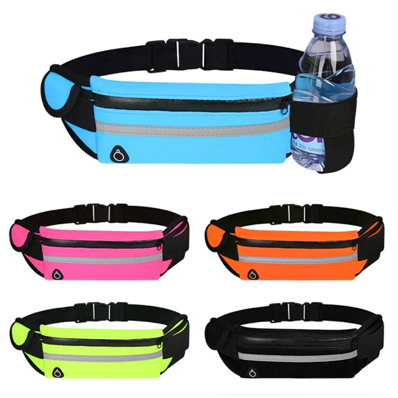 Running Belt Waist Bag with Water Bottle Holder Sports Fanny Pack Women Men Hydration Phone Holder Pouch GlowCart