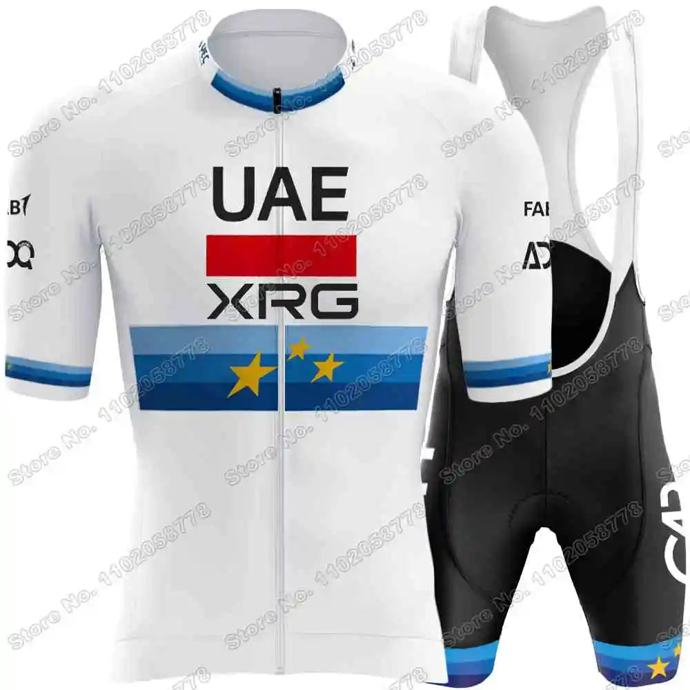 2025 Yellow Pink UAE Team Cycling Jersey Set Slovenia Tadej Pogacar Cycling Clothing Men France TDF Road Bike Suit Bib Shorts GlowCart