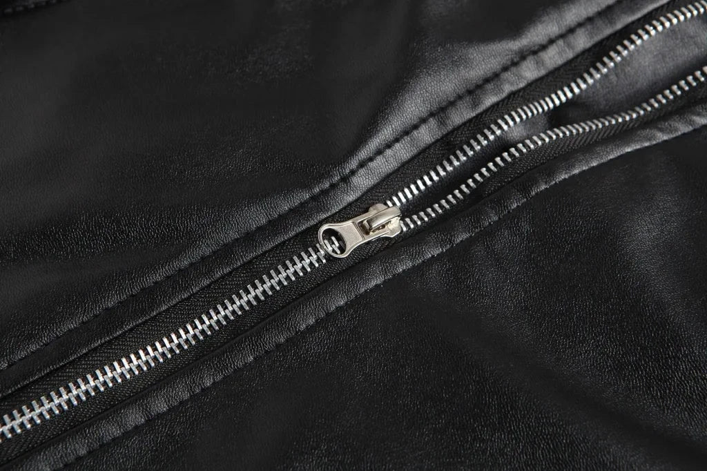 Men PU Leather Jacket Motorcycle Fashion Slim Fit Leather GlowCart