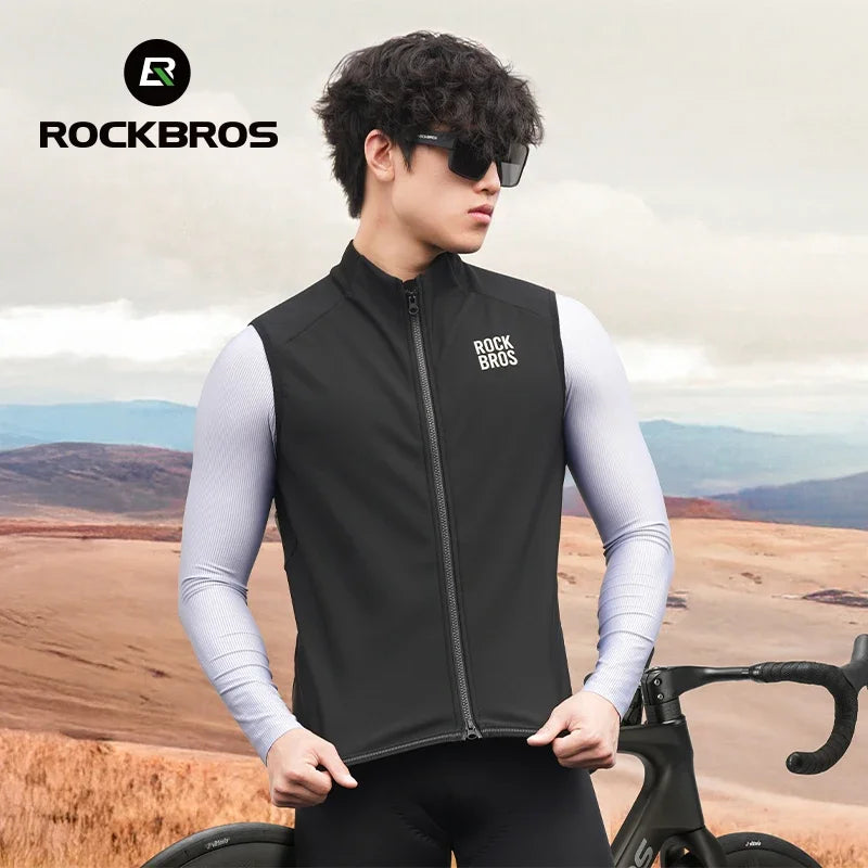 ROCKBROS Cycling Vest Windproof Winter Autumn Fleece Warm Bike Vest for Outdoor Sports MTB Road Thermal Bicycle Tops Waistcoat﻿ GlowCart