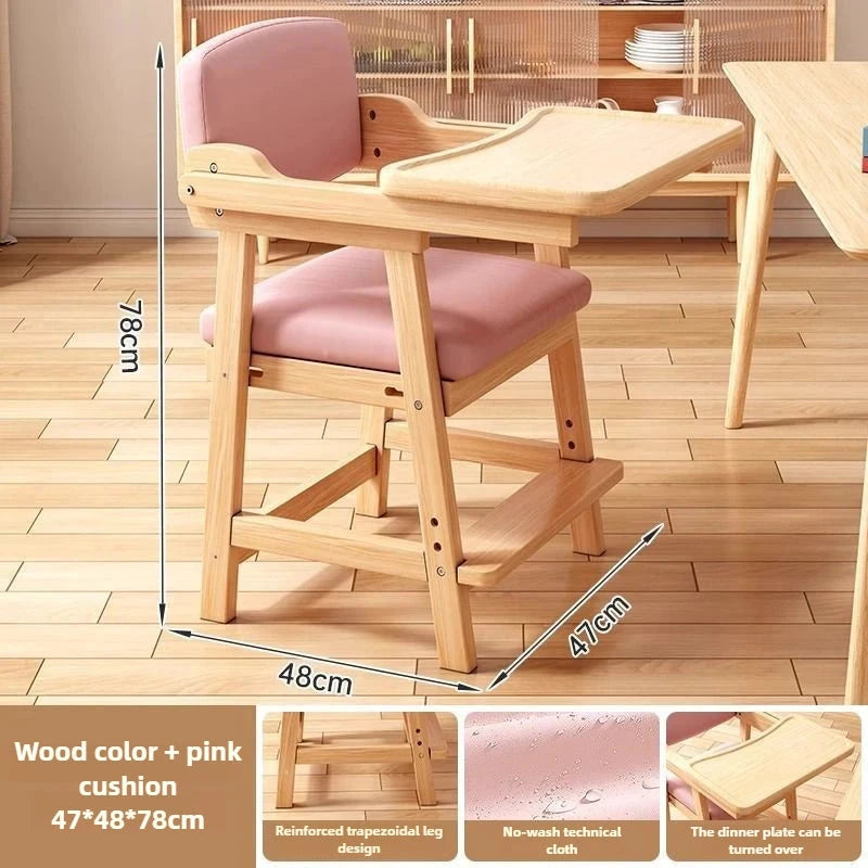 Pure Solid Wood Children’s Dining Chair Baby Foldable Dining Chair for Home Dining Table Simple Baby Chair for Eating Andgrowing GlowCart