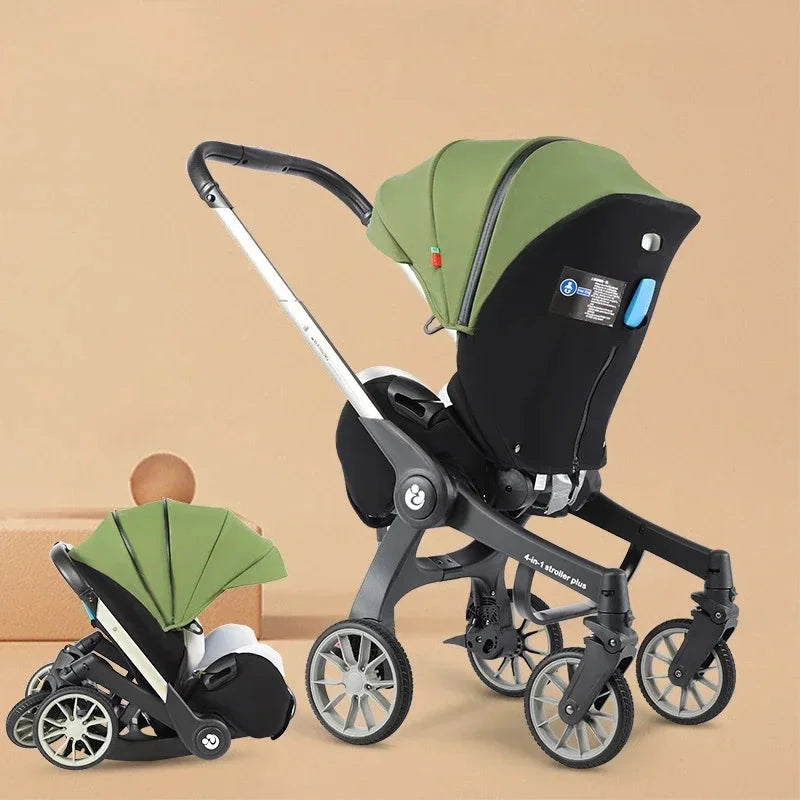 New Baby Stroller 4in1 multi-function car seat Four-wheel stroller folded baby carries baby stroller 3 in 1 Portable GlowCart