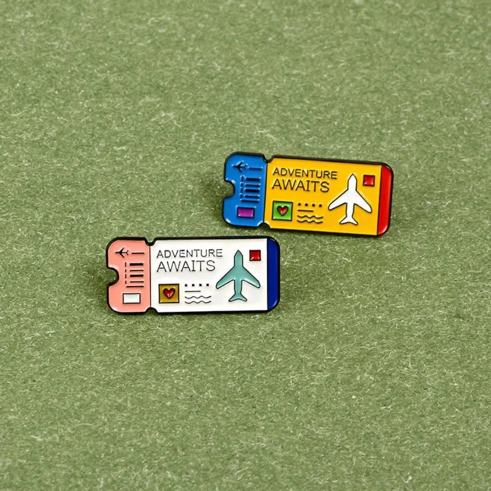 Creative Metal Badge Brooch Fashion All Match Flight Ticket GlowCart