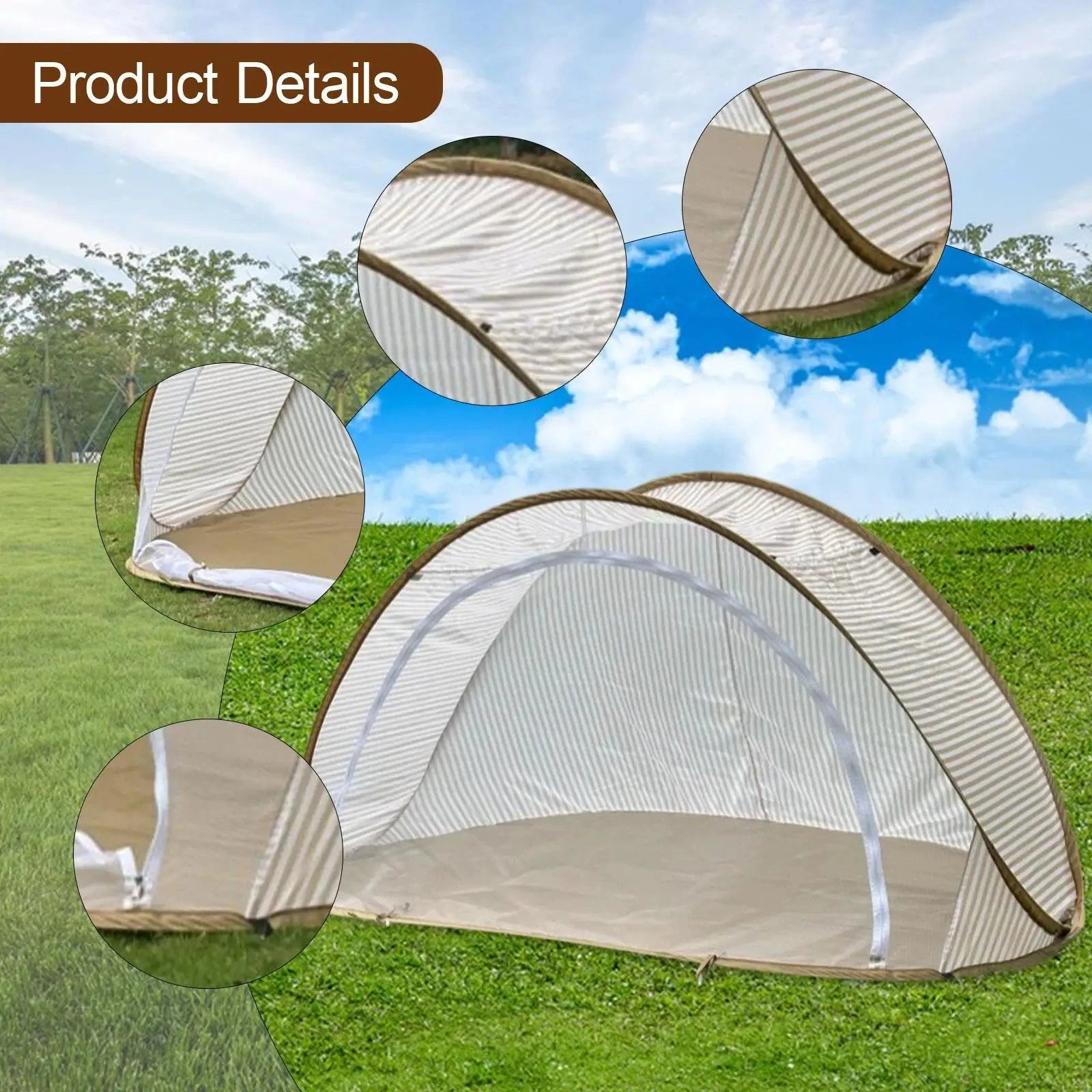 Beach Tent Easy Popup Folded Beach Shade for Sun for Outdoor GlowCart