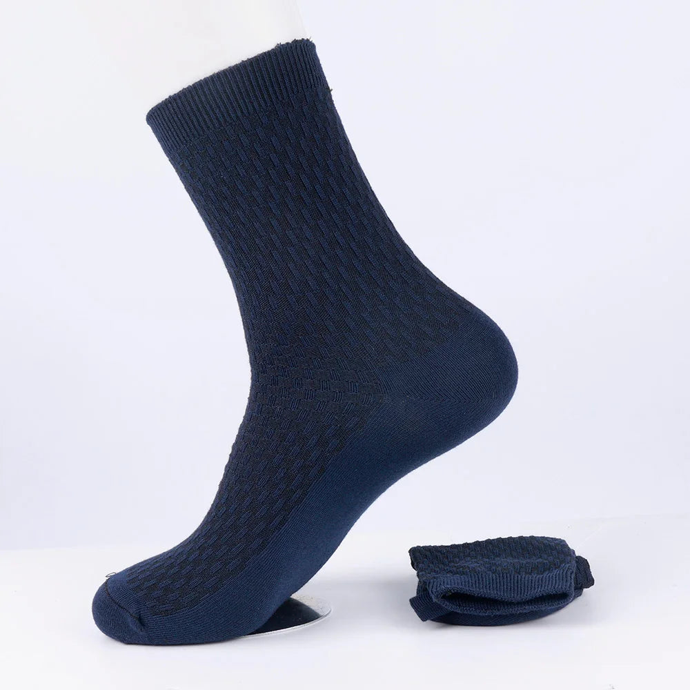 Quality Bamboo Fiber Sock New Compression Men Casual Business Anti-Bacterial Breatheable Solid Color Mid-tube Stockings GlowCart