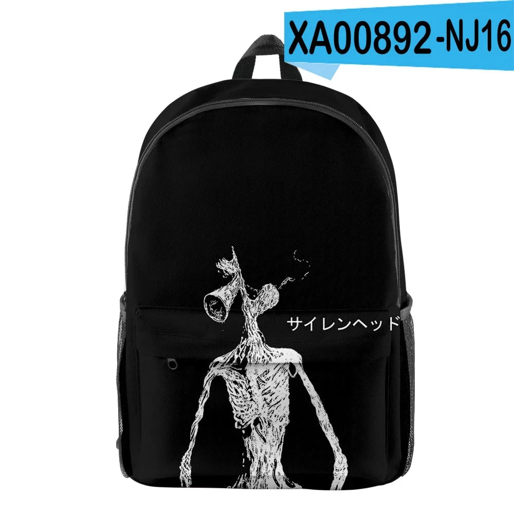 Trendy Youthful Horror Creepypasta Siren Head School Bags GlowCart