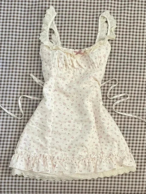 Summer French Sweet Tunic Waist Dress Women Gentle Strappy GlowCart