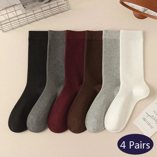 4 Pairs Women's Ankola Red Socks Autumn and Spring Cotton GlowCart