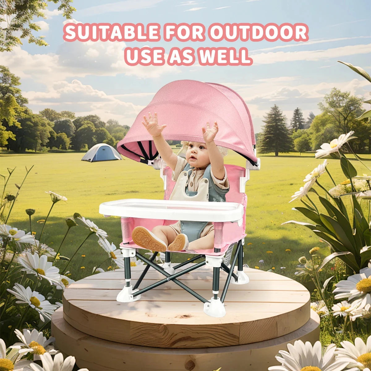 Outdoor feeding chair, Children's dining chair, can be used to increase seat height, portable foldable outdoor camping chair, GlowCart