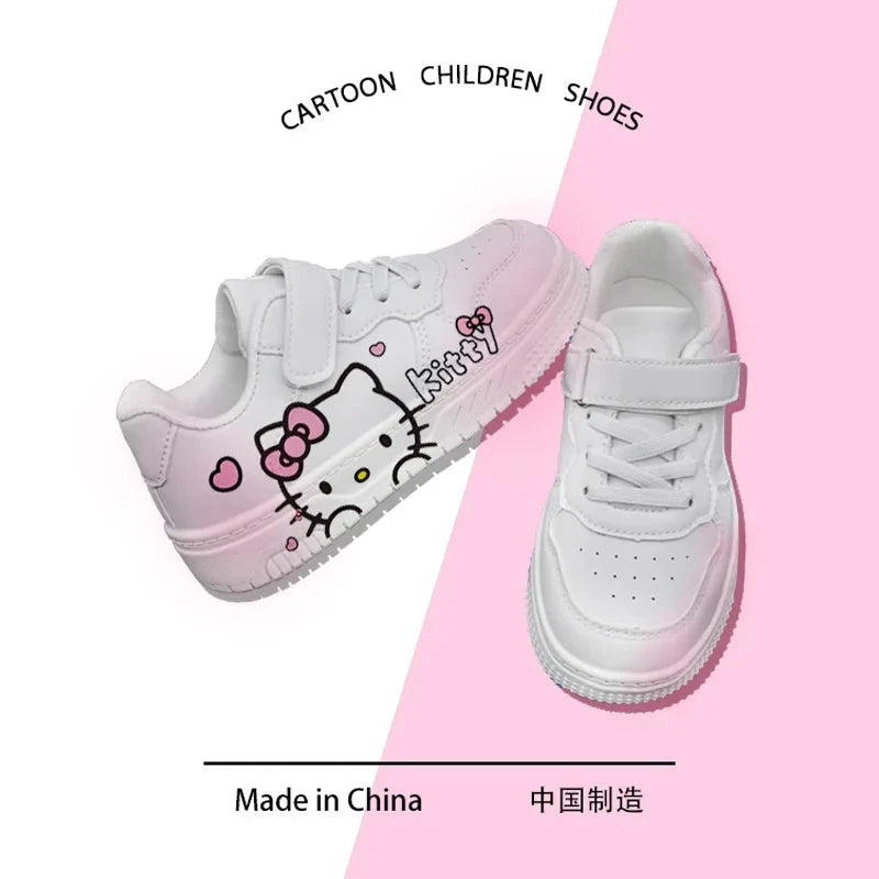 2025 New Hello Kitty Girls Low Top White Sneakers Cute Cartoon Casual Shoes Fashion Canvas Shoes For School Kids Wholesale GlowCart