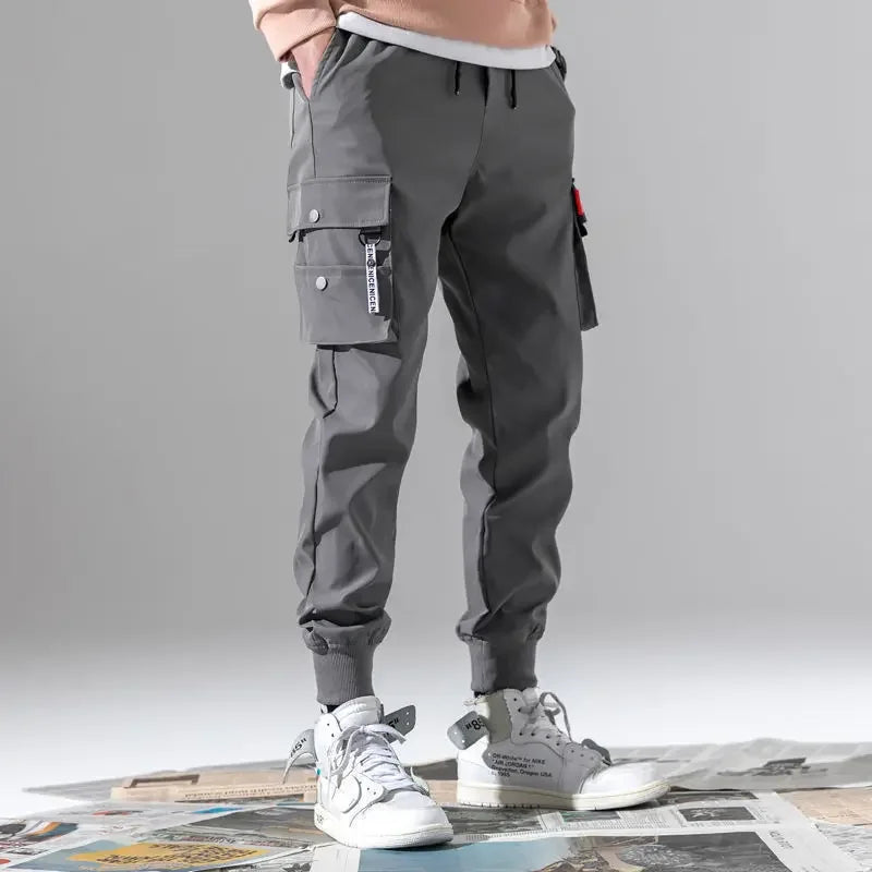 Running Classic Streetwear Casual Men Ribbons Harem Jogging Pants Male Slim Fit autumn Cargo Pants Multi-Pockets male Trousers GlowCart