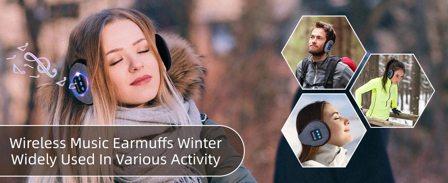 Wireless Adjustable Bluetooth Earmuffs Headphones Winter Ear GlowCart