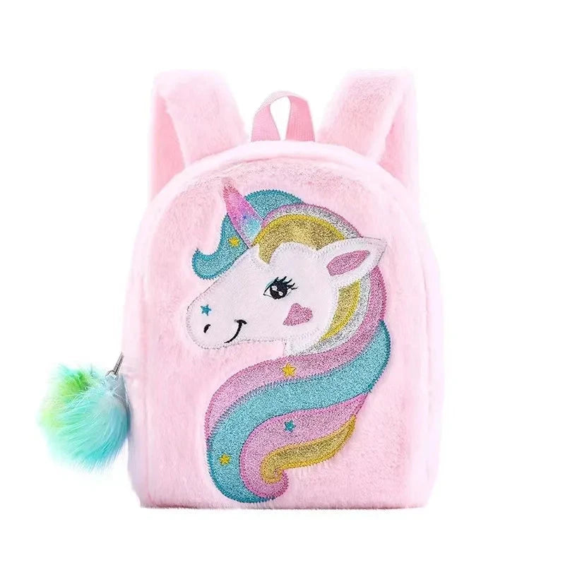 Kids Backpack Kids School Bag Fashion Large Capacity Children Girls Unicorn Plush Tie-Dye Bag Mochila GlowCart
