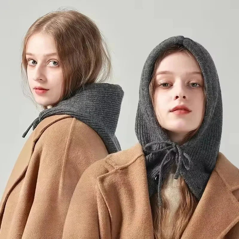 Knitted Hooded Caps Winter Balaclava Hats Women Korean Style GlowCart