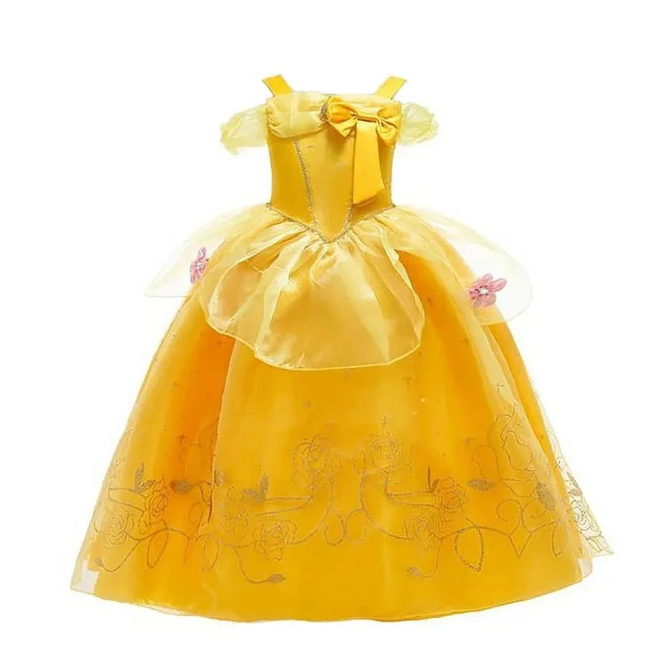 Princess Dress for Girls Elsa Anna Cosplay Costume Kids Jasmine Belle Cinderella Aurora Halloween Christmas Party Elegant Dress GlowCart