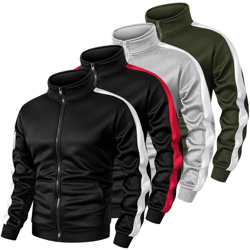 Men's Colorblock Patchwork Sporty Jacket with Kanga Pocket Fall Winter Fleece Lined Warm Long Sleeve Zip Up Coat Outwear Tops GlowCart