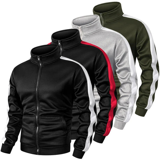Men's Colorblock Patchwork Sporty Jacket with Kanga Pocket Fall Winter Fleece Lined Warm Long Sleeve Zip Up Coat Outwear Tops GlowCart