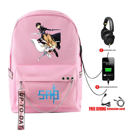 Hip Hop Youthful School Bags Unisex Sword Art Online Travel GlowCart