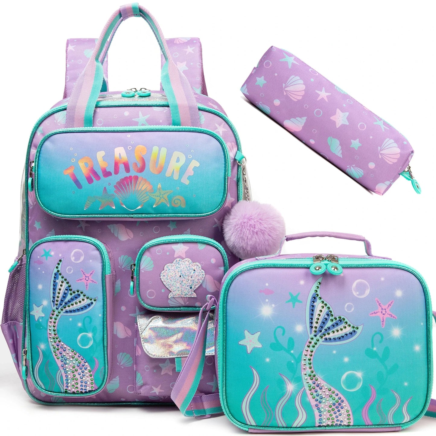 School Bags for girls Backpacks for Kids with Lunch Bag and Pencil CasesCute Backpacks for Kindergarten and Elementary School GlowCart