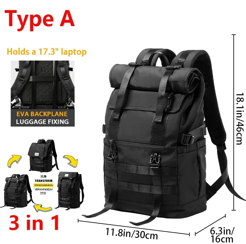 MOYYI 3 in 1Expandable Laptop Backpack Men Women Large Roll GlowCart