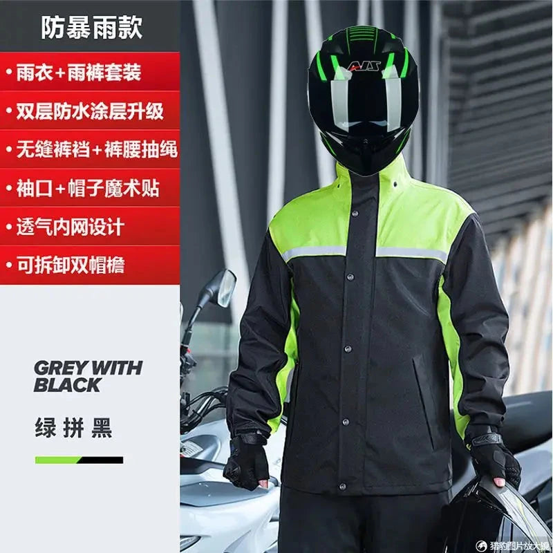 2025 New Motorcycle Raincoat Jacket Men Windproof Split Rain GlowCart