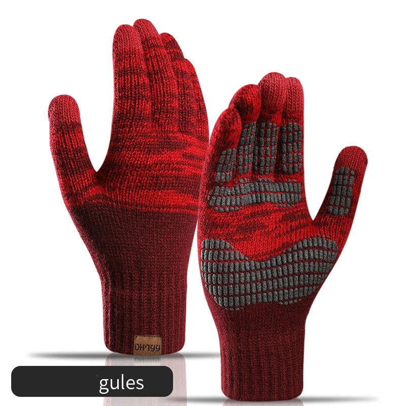 Winter Gloves for Men Knitted Large Size Warm Gloves Cycling Male Office Fleece Non-slip Touch Screen Acrylic Soft Thick Gloves GlowCart