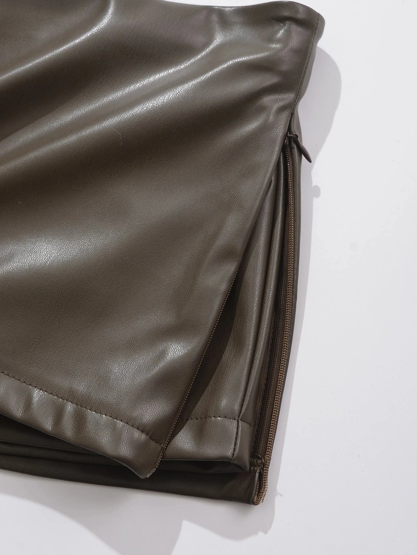 Black Mini Skirts Elegant Korean Fashion Faux Leather Skirts GlowCart