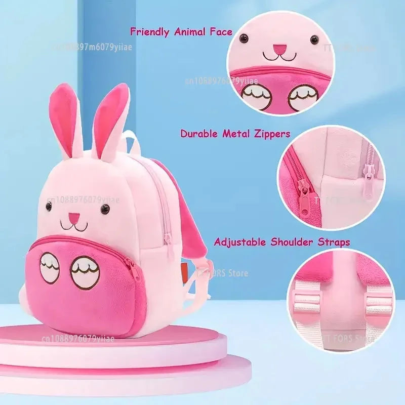 Cartoon Cute Plush Children's Backpack Animal Theme Large Capacity Backpack Boys Girls School Casual School Bag Birthday Gift GlowCart