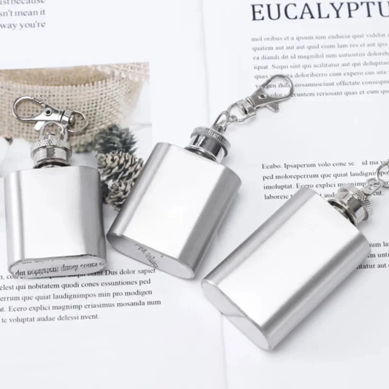 1/2oz squire Stainless Steel Hip mini Flask keychain Hip Flask gift package Alcohol Whiskey Hip Flask Screw Cap lady birthday GlowCart