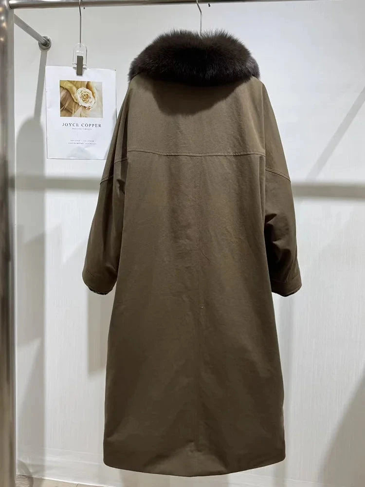 Autumn Winter Women Goose Down Jacket Real Natural Fox Fur GlowCart