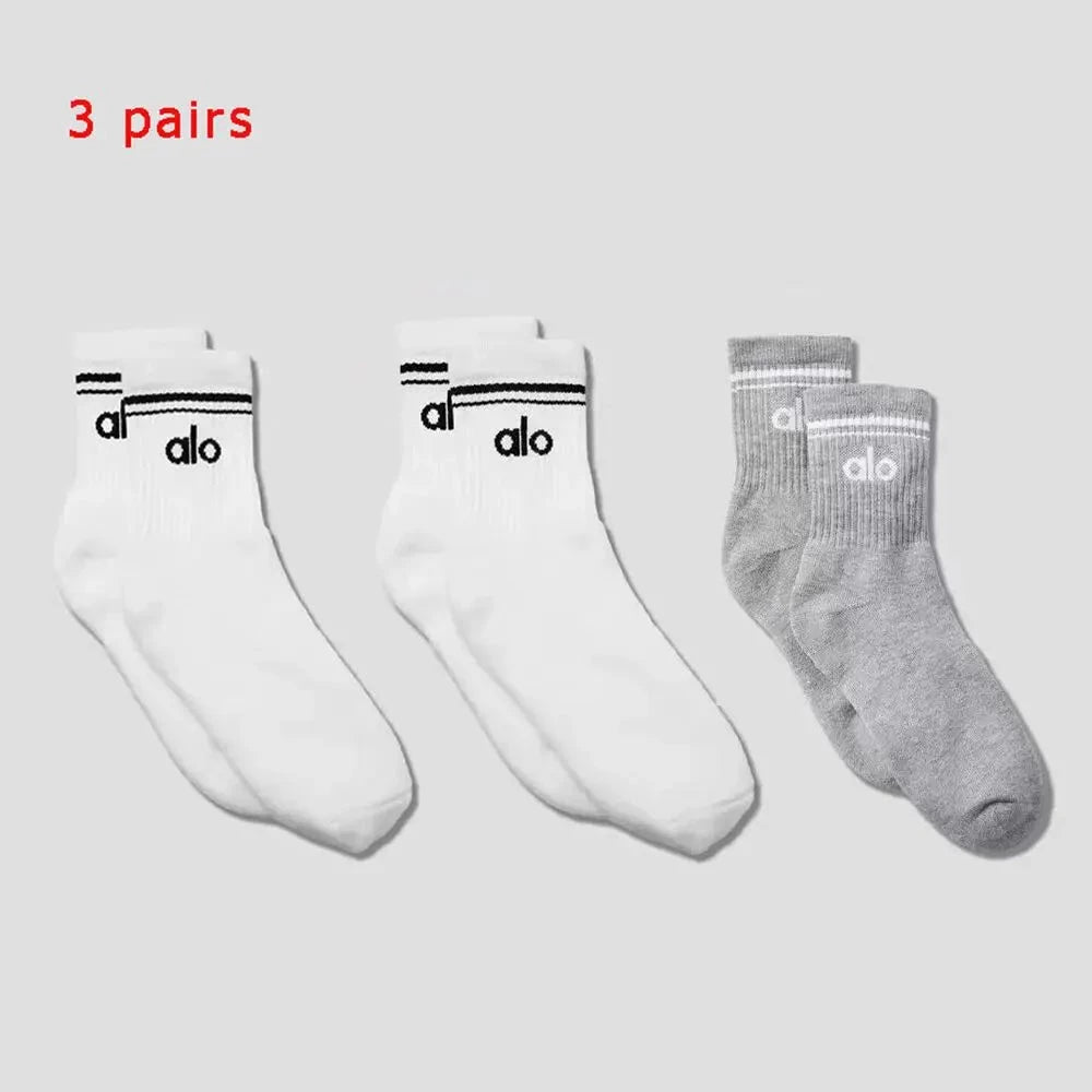 Knit Yoga Socks Women Four Seasons Retro Cotton Comfortable Colorful Middle Length Sports Fitness Long Socks for Yoga Pilates GlowCart