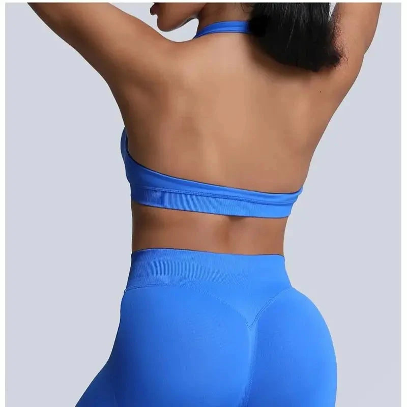 HISTELLO Impact Sports Bra Women Seamless Halter Clothes Push-up Vest Brassiere Gym Top Backless Yoga Workout Running Underwear GlowCart