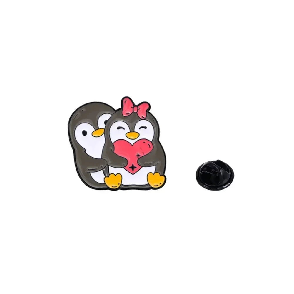 Cartoon Animal Cat Penguin Couple Enamel Badge Cute Rabbit GlowCart
