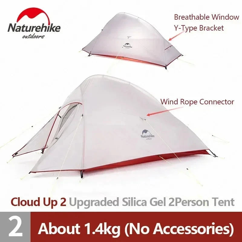 Naturehike Cloud Up 1 2 3 Person Camping Tent Ultralight GlowCart