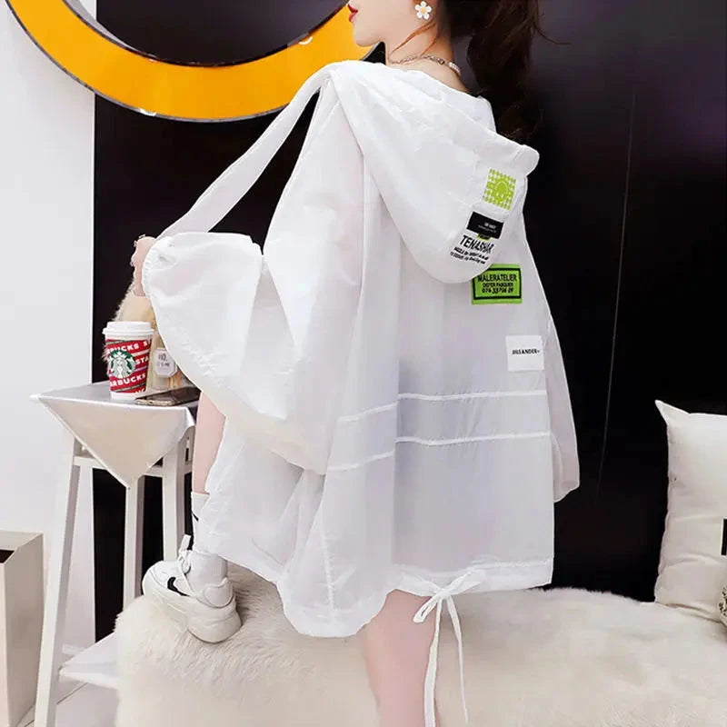 Summer Hooded Jacket Women Windbreaker Sweatshirt Thin Tops GlowCart