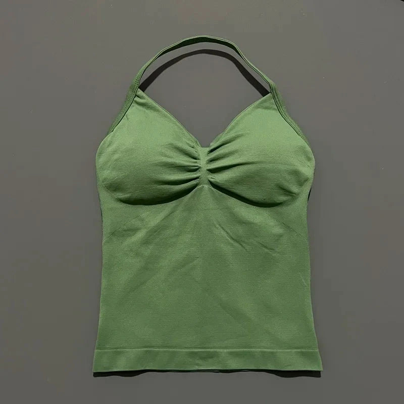 HISTELLO Impact Longline Strappy Top Sports Yoga Vest Women Fitness Tank Top Gym Beautiful Open Back Bra Running Workout Halter GlowCart